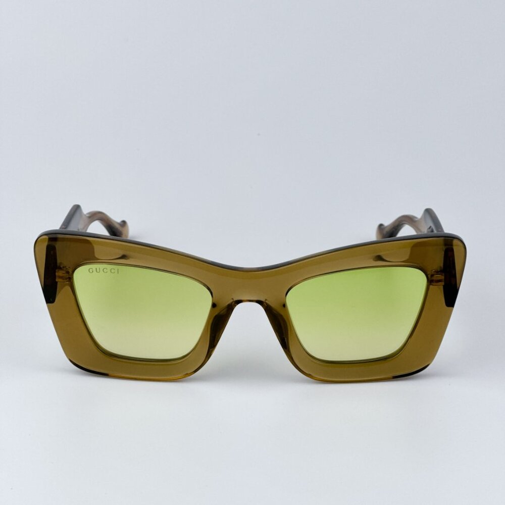 Gucci Women BRAND NEW Sunglasses Brown Crystal Green Gradient Butterfly GG1552S - Picture 3 of 10
